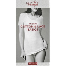 TRIUMPH maglietta donna cotone YSELLE BASICS SHIRT03 mezza manica pizzo BIANCO o NERO - conf.1 pezzo