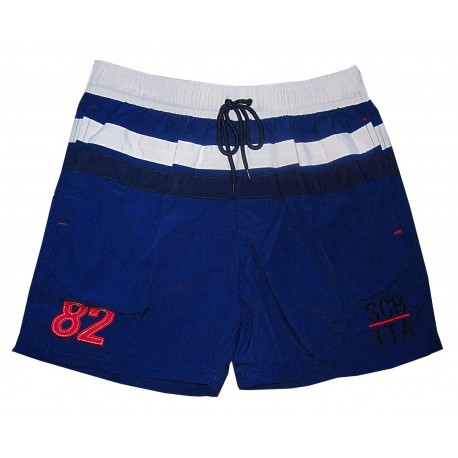 SCUBA costume boxer mare uomo 828317 BLU/BIANCO 2tasche frontali interno slip rete