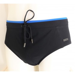 TRIUMPH costume slip mare uomo METROPOLIS MIDI con coulisse NERO bordo blu