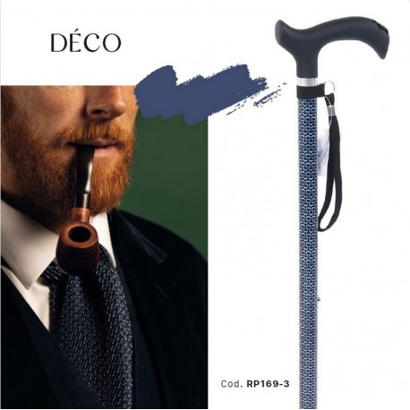 MORETTI BASTONE BRIO RP169-3 altezza regolabile FANTASIA DECO OPTICAL BLUE manico Derby ABS alluminio anodizzato