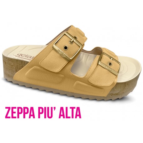 GELATTTO ciabatte plantare gel  WOODSTOCK PRO 2 fasce zeppa CAPPUCCINO morbidissime