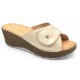 BENEXA ciabatte zeppa alta pelle strappo 6056 SUMMER BEIGE morbido plantare imbottito sottopiede sughero