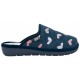 SCHOLL ciabatte pantofole LAUREN caldo tessuto BLU/ROSA CUORI plantare Memory Cushion