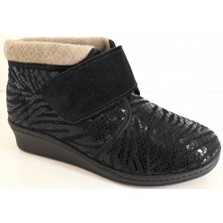 ECOSANIT scarpe riabilitative invernali EASY9 stivaletto postoperatorio interno pile/pellicia NERO ZEBRA
