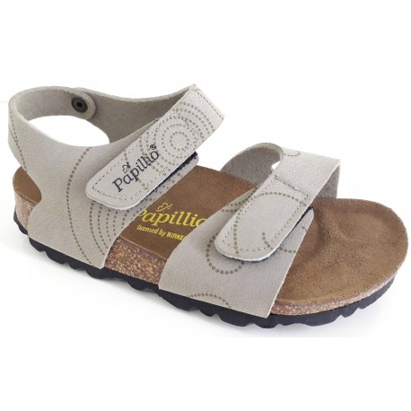 BIRKENSTOCK KIDS sandali bambino strappi BARI PAPILLIO Birko Flor TAUPE CIRCLES DESIGN 246503
