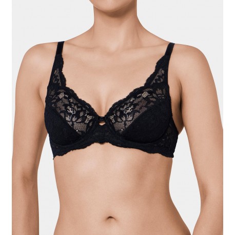 TRIUMPH reggiseno con ferretto AMOURETTE CHARM W pizzo contenitivo NERO coppe BCD pizzo