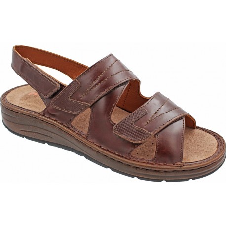 PODOLINE sandali uomo LIVORNO predisposte plantare estraibile pelle VITELLO T.MORO 3 strappi 