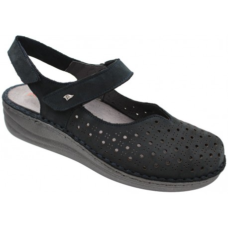 PODOLINE Scarpa sandalo traforato pelle MACERATA predisposta plantare estraibile BLU SCURO NABUK