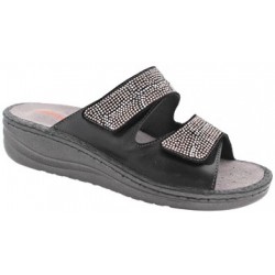 PODOLINE ciabatte 2 fasce strappi MATRICE NERO STRASS predisposta plantare estraibile