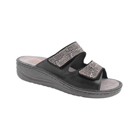 PODOLINE ciabatte 2 fasce strappi MATRICE NERO STRASS predisposta plantare estraibile
