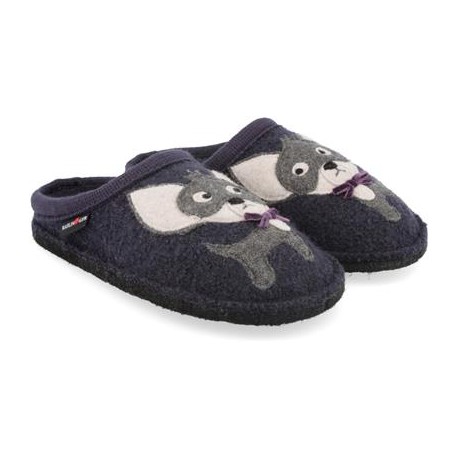 HAFLINGER pantofole FLAIR CHIHUAHUA 313087 plantare lana cotta antiscivolo VIOLA SCURO lavendel