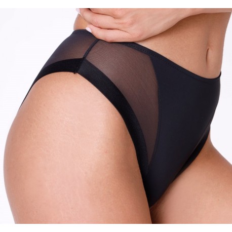 LOVABLE slip di controllo midi 10251 INVISIBLE GENEROUS NEW FIT NERO microfibra e tulle massima invisibilità