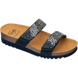 SCHOLL ciabatte sandali 2 fasce con strappo ZAFIRAH 3.0 plantare BioPrint BLU perline