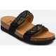 SCHOLL ciabatte sandali 2 fasce con strappo ZAFIRAH plantare BioPrint NERO/ORO perline
