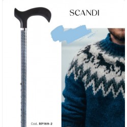 MORETTI BASTONE BRIO RP169-2 altezza regolabile FANTASIA SCANDI ZIG ZAG manico Derby ABS alluminio anodizzato