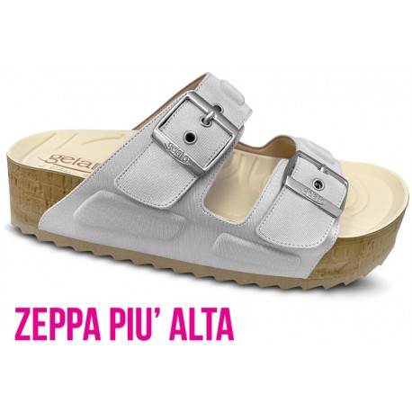 GELATTTO ciabatte zeppa plantare gel  WOODSTOCK PRO 2 fasce strappi GRIGIO SILVER morbidissime