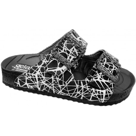 GELATTTO ciabatte plantare gel WOODSTOCK 2.0 STARNIGHT fasce strappi BLACK morbidissime NERO