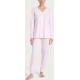RAGNO Pigiama donna aperto cotone manica lunga DP31N6 scollo v ROSA SOFFIONI bottoni 