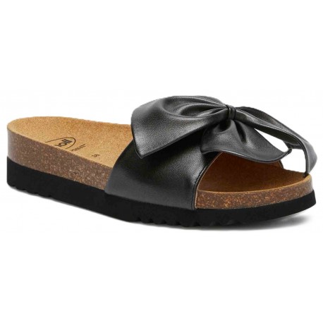 SCHOLL ciabatte sandali fiocco pelle BOWY 2.0 plantare BioPrint NERO