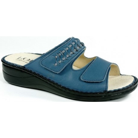 LOREN ciabatte donna pelle 2 strappi M3117 predisposta plantare estraibile JEANS nappa glitter