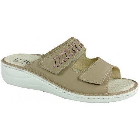 LOREN ciabatte donna pelle 2 strappi M3117 predisposta plantare estraibile SABBIA nappa glitter