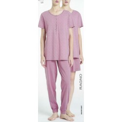 RAGNO Pigiama trittico cotone DP47NT serafino maniche corte +2 pantaloni corti e lunghi - 3 PEZZI