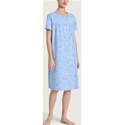 RAGNO Camicia da notte aperta cotone mezza manica DP32NO AZZURRO SOFFIONI bottoni 