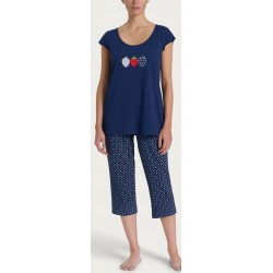 RAGNO Pigiama estivo cotone DP44NB manica corta pinocchietto BLU FRAGOLE