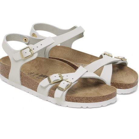 BIRKENSTOCK sandali KUMBA 1029417 pelle nubuck ANTIQUE WHITE BIANCO cinturini incrociati 3 fibbie