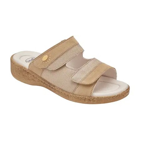 SCHOLL ciabatte ROSCA MARINELLA pelle BEIGE plantare morbido Memory 2 strappi