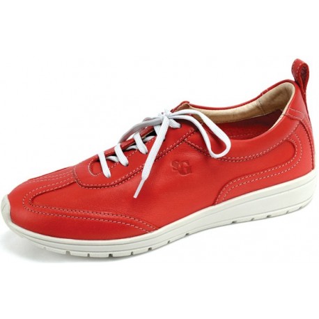 SANAGENS scarpe donna pelle WASH 101 plantare estraibile lavabile lacci ROSSO