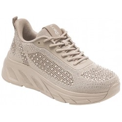 LOREN scarpe sneaker ortopediche lacci CIRCE NUVOLA A2009 plantare estraibile STRASS NUDE TESSUTO 