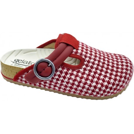 GELATTTO ciabatte plantare gel WOODSTOCK SOFT 2.0 PIED DE POULE tessuto modellante con fibbia ROSSO/BIANCO morbidissime