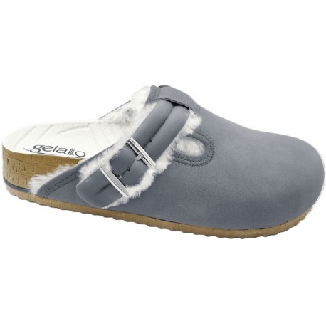 GELATTTO ciabatte plantare gel WOODSTOCK SOFT 2.0 TMB tessuto modellante ecopelliccia con fibbia GREY GRIGIO calde e morbidissim
