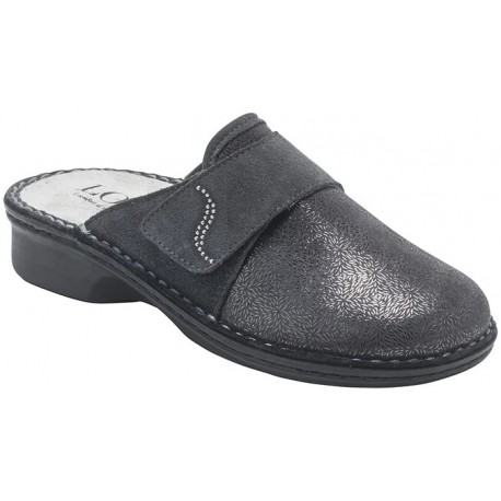 LOREN ciabatte chiuse donna pelle/elast M3081 con strappo predisposta plantare estraibile GRIGIO ANTRACITE 
