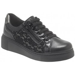 LOREN scarpe sneaker ortopediche lacci e zip MARIANNA M3192 plantare estraibile NERO