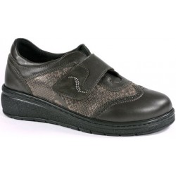 LOREN scarpe ortopediche pelle con strappo M3189 plantare estraibile NERO dettagli lurex