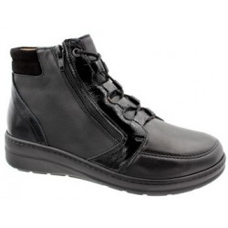 PODOLINE scarponcini polacchino pelle GIAVE con 2 zip laterali e lacci NERO plantare estraibile 