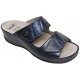 SCHOLL ciabatte pelle 2 fasce strappi NIVES 2 STRAPS 25 BLU plantare estraibile massaggio onde