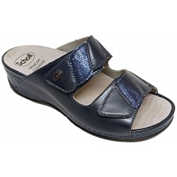 SCHOLL ciabatte pelle 2 fasce strappi NIVES 2 STRAPS 25 BLU plantare estraibile massaggio onde