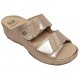 SCHOLL ciabatte pelle 2 fasce strappi NIVES 2 STRAPS 25 ORO CHIARO plantare estraibile massaggio onde