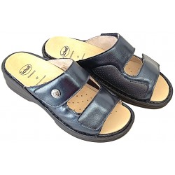 SCHOLL ciabatte pelle 2 fasce strappo EMILIA BLU inserto alluce valgo plantare estraibile BioPrint Removable