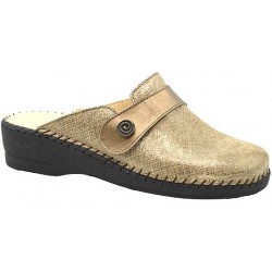 BENEXA ciabatte chiuse pelle strappo 8715 CORDA/BRONZO sottopiede plantare imbottito morbido