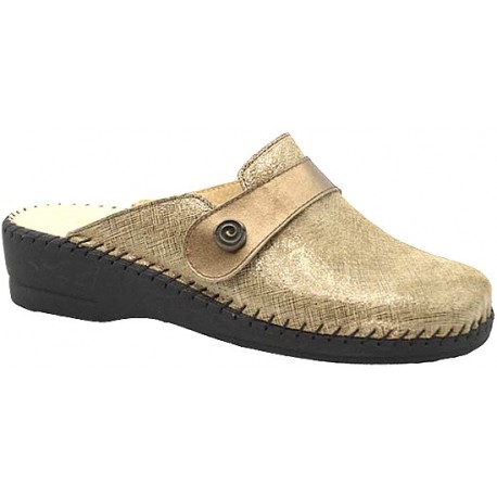 BENEXA ciabatte chiuse pelle strappo 8715 CORDA/BRONZO sottopiede plantare imbottito morbido