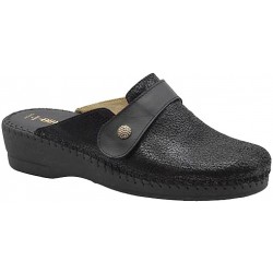 BENEXA ciabatte chiuse pelle strappo 8716 NERO sottopiede plantare imbottito morbido