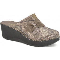 BENEXA ciabatte chiuse zeppa alta pelle 8655 BRONZO morbido plantare imbottito sottopiede zatterone