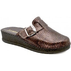 BENEXA ciabatte chiuse pelle fibbia 8654 AURELIA PELTRO/MORO plantare imbottito morbido sottopiede