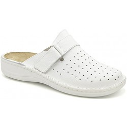 BENEXA ciabatte chiuse pelle traforata 5186 BIANCO strappo calzata ampia plantare estraibile predisposte