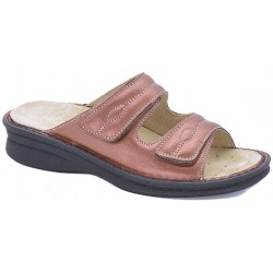 BENEXA Ciabatte pelle 2 fasce strappi 8294 PERLATO COCCO plantare estraibile predisposte morbide