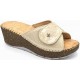BENEXA ciabatte zeppa alta pelle strappo 6056 BEIGE morbido plantare imbottito sottopiede sughero
